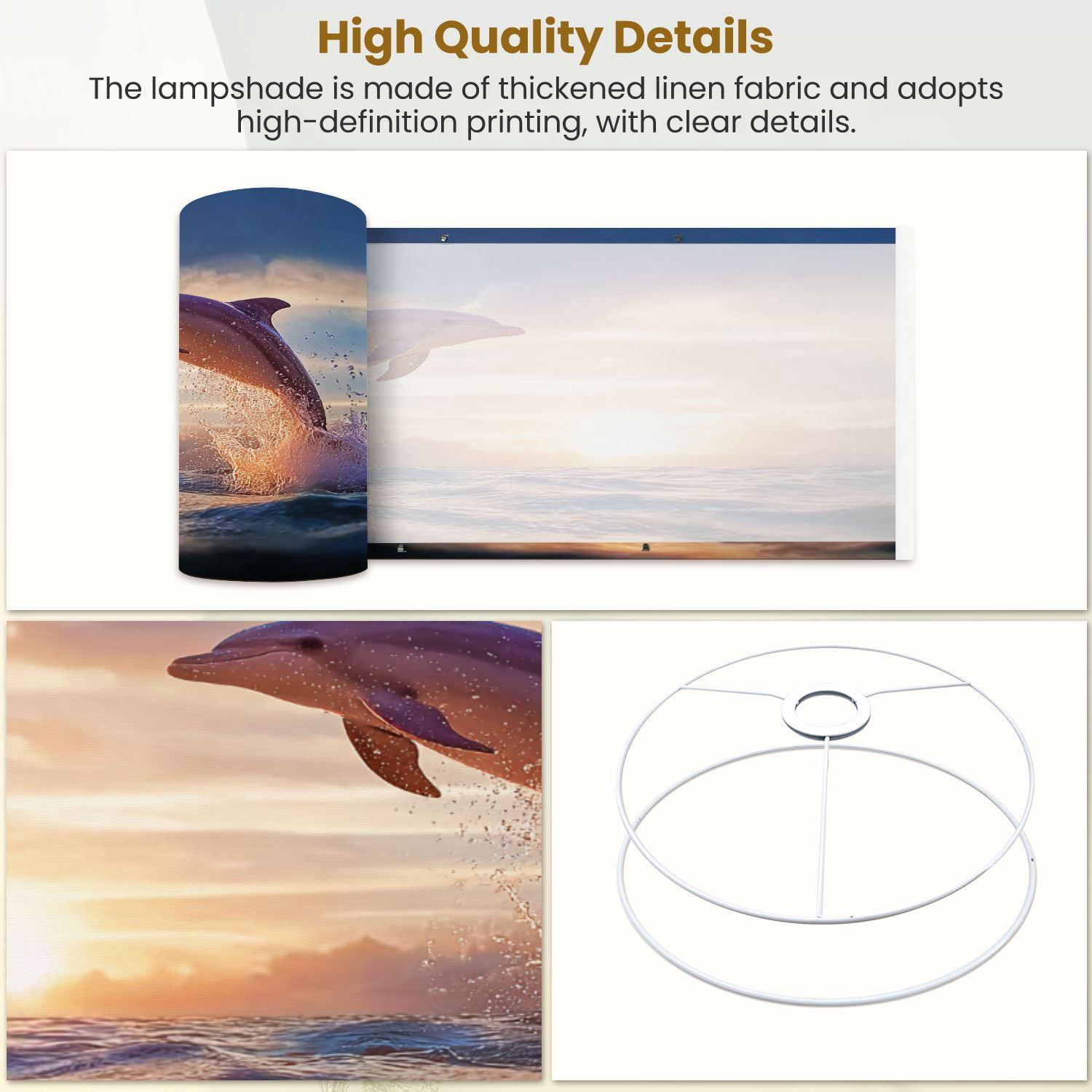 Beach Lampshades 2 Pack beautiful leaping jumping from sunset sea water surface 13"x13"x10" Light Shade for Table Lamps Floor Lamps Drum Lamp Shades Lampshade Replacement Easy Assembly