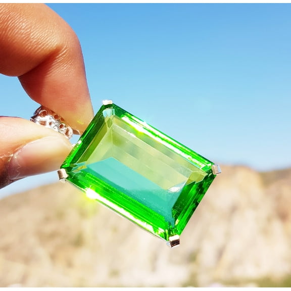 70 Ct Green Topaz 925 Sterling Silver Pendant Loose Gemstone