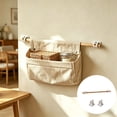 thumbnail image 6 of 19.7x19.7in No-Drill Wall Hanging Storage Organizer With Wood Rod & Adhesive Hooks For Kitchen Bathroom Bedroom, 6 of 6