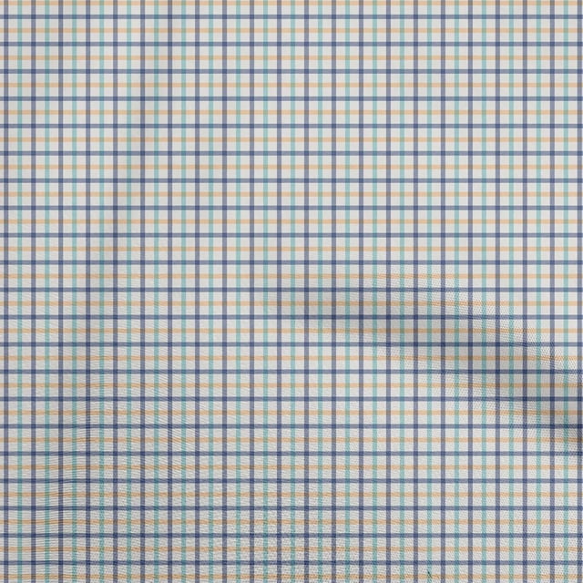 oneOone Polyester Spandex Medium Blue Fabric Check Fabric For Sewing Printed Craft Fabric By The Yard 56 Inch Wide