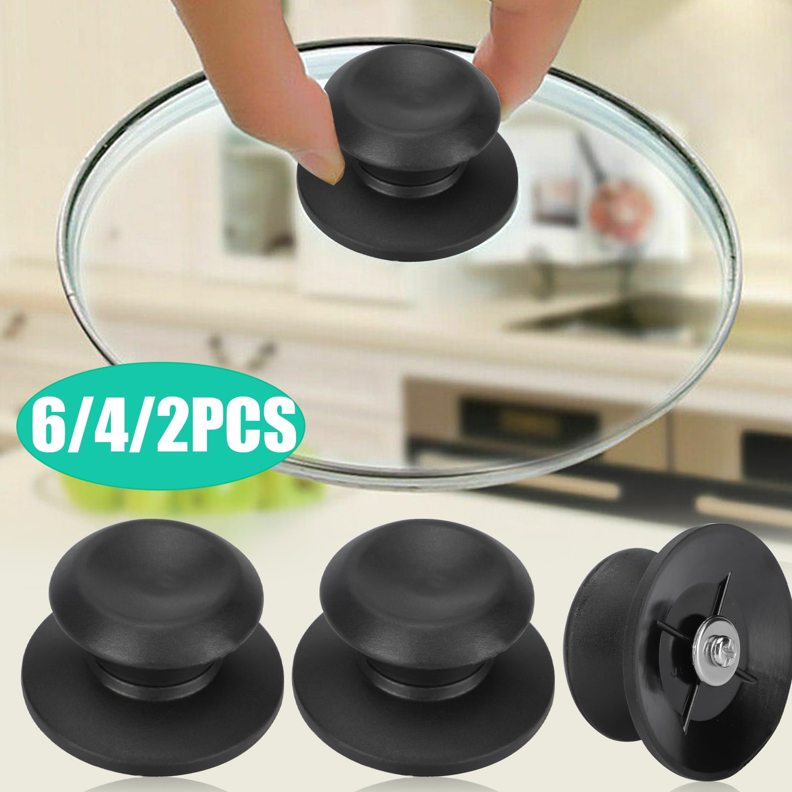 replacement parts for household kitchen cookware 6-piece pot lid knob wooden stainless steel pot lid handle universal kitchen cookware top heat-resistant pot lid knob