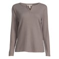 thumbnail image 5 of Nine.Eight Women's Waffle Knit Henley with Long Sleeves, 5 of 6