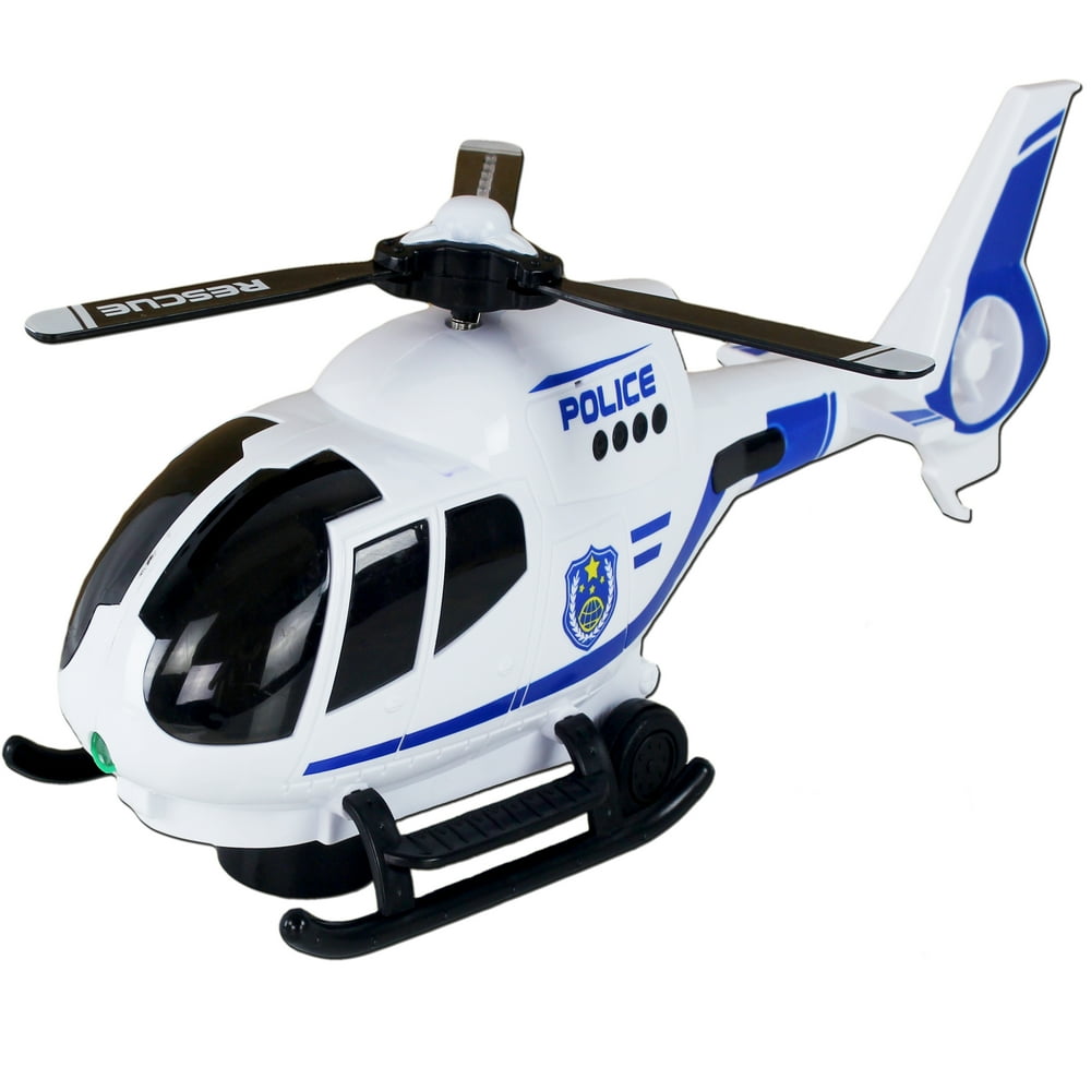 Children's Play Battery Operated Bump & Go Police Helicopter Toy, Led
