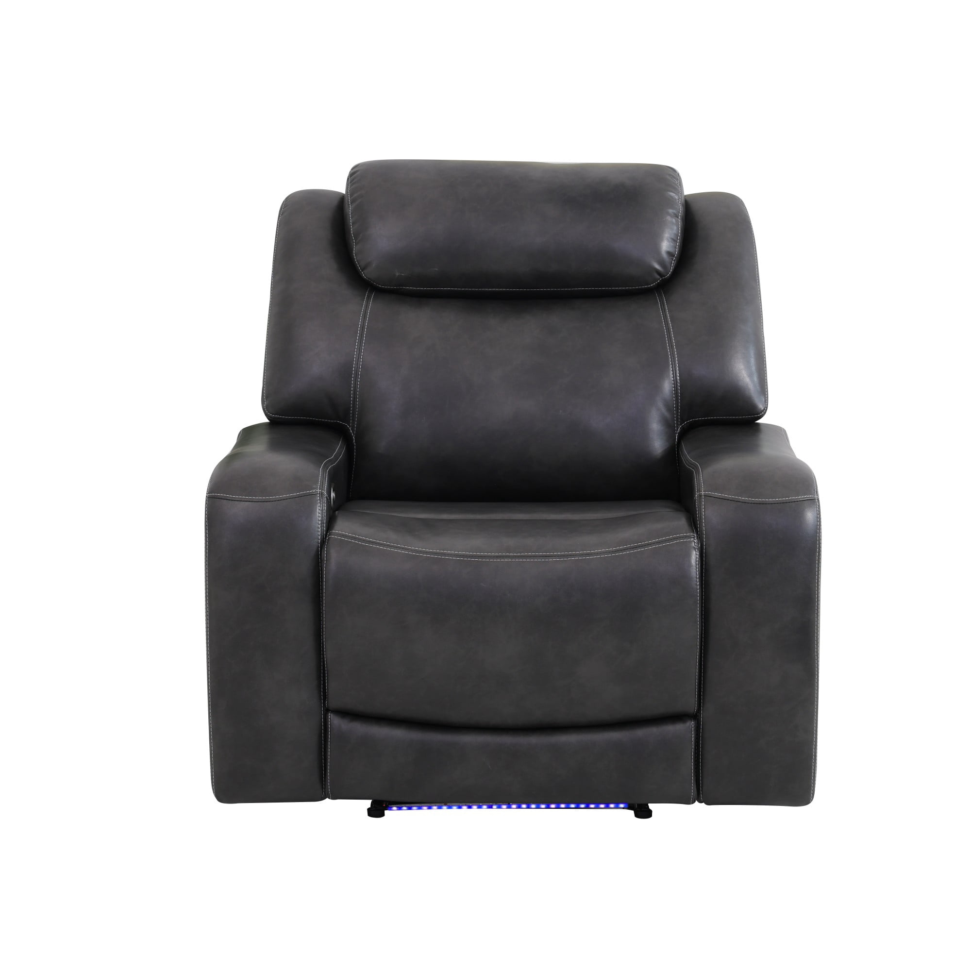 Gewnee Power Recliner Chair, Adjustable Reclining Lounge Chair with USB Ports, LED Lights, Air Leather Upholstered Single Sofa Recliner for Living Room, Office, Black