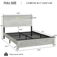 thumbnail image 6 of Yoneston Full Size Bed Frame with Wooden Storage Headboard, Metal Platform Bed Station with Charging Station & LED, Noise-Free, No Box Spring Needed, White, 6 of 6