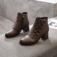 thumbnail image 3 of NECHOLOGY Botas Mujer Adulto Femenino Zapatos Botines de mujer Zapatos de tacón para mujer, botas gruesas transpirables a la , botas Retro con cremallera para mujer (Brown, 7), 3 of 6