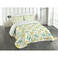 thumbnail image 3 of Ambesonne Geometric Quilted Bedspread Set 3 Pcs, Sandals and Starfish, Queen Size, Seafoam Yellow White, 3 of 5