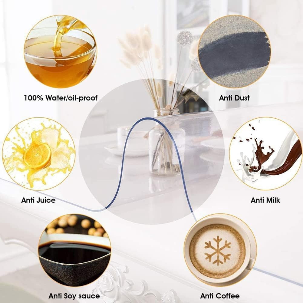 Clear Writing Desk Pad,1.5mm Thick Table Cover Protector,PVC Round Edge Desk Mat,Non-Slip Plastic Desk Mat for Home Offce,Any Surface Needed Protection