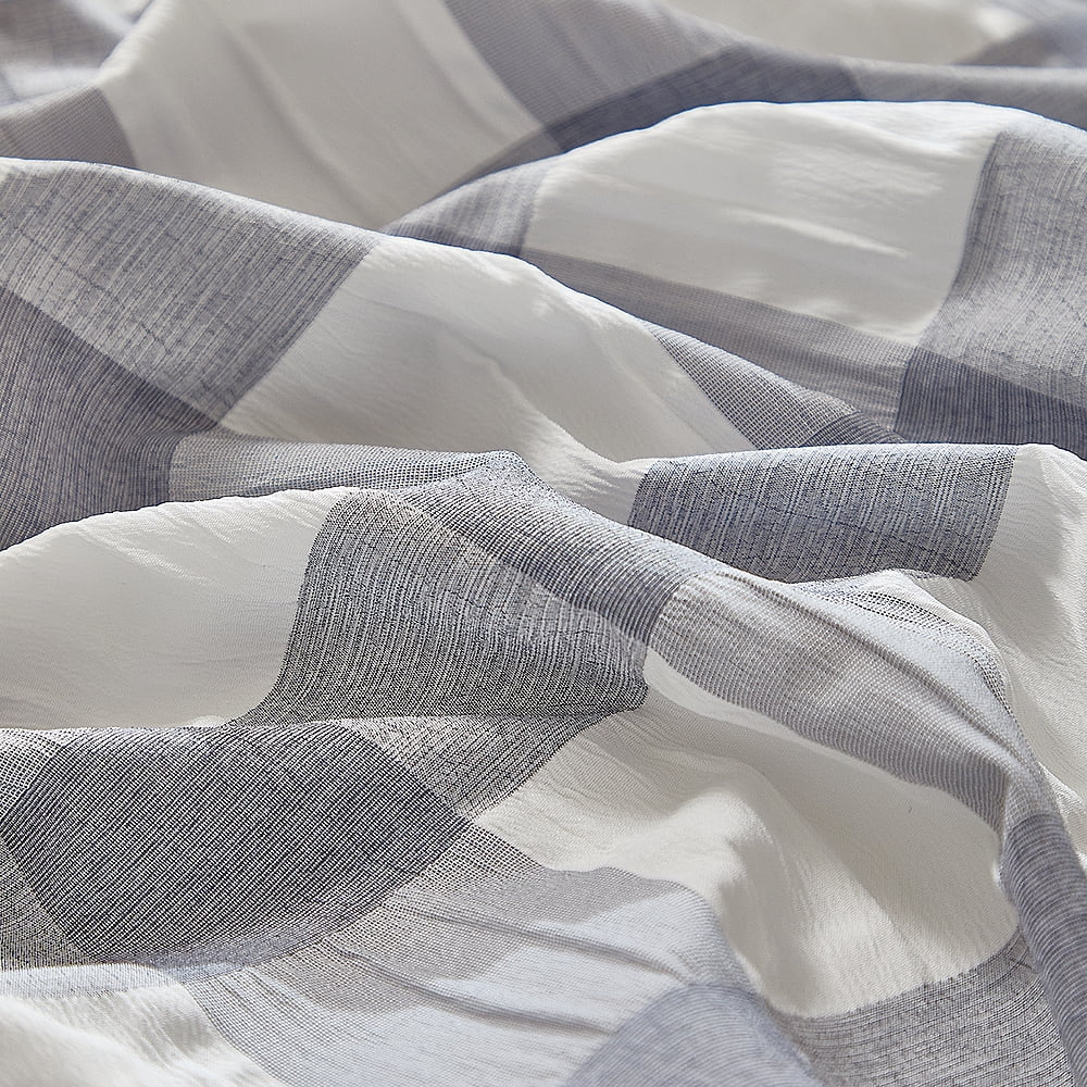 YELEE Grey Queen Size Duvet Cover Bedding Sets Plaid Breathable 3 Pcs Comforter Cover 90"x90" with 2 Comfy Pillowcases