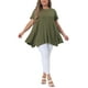 thumbnail image 1 of Tops de túnica de mujer plus size Agnes Orinda, camiseta de punto de verano con cuello redondo, suelta y fluida, de manga corta, casual, 2X verde ejército, 1 of 6