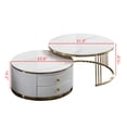 thumbnail image 2 of Round Nesting Coffee Table Set of 2, 31.5" Faux Marble Tea Table with 2 Drawers for Living Room, Office, 2 of 7