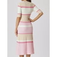 thumbnail image 4 of DARING DIVA Women's Striped Short Sleeve A-Line Midi Dresses M Pink, 4 of 6