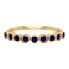 1/2 CT Blue Sapphire Stackable Ring with Milgrain Bezel Details, 14K Yellow Gold, US 5.00