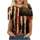 thumbnail image 1 of Moda para mujer Cuello redondo Casual Manga corta Bandera estadounidense Estampado Tops Camiseta Blusa Pompotops hkajfhjk467394, 1 of 5