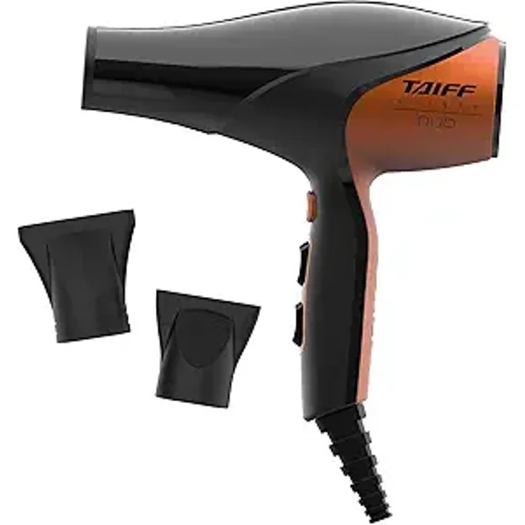 Taiff Unique Duo Professional Hair Dryer – 127V | 1875W Power | AC Motor | Tourmaline Ionic & Ceramic Technology | Titanium Elements | 2 Concentrator Nozzles (Orange)