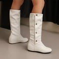 thumbnail image 2 of Xfvqtps Womens Knee High Boots Hidden Wedge Heel Slouchy Casual Boots Round Toe with Button Decor Warm Fleece Lined Winter Shoes White, 2 of 9