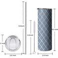 thumbnail image 5 of 20oz Blue Geometric Striped Pattern Skinny Tumblers Stainless Steel Tumbler with Lid and Straw,Vacuum Insulated Double Wall Travel Tumbler Cups with Cleaning Brush for Coffee,Tea, 5 of 6