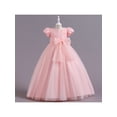 thumbnail image 2 of hirigin Kids Girl’s Tulle Dress, Short Sleeve Crew Neck Flower Bowknot Patchwork Dress for Party Stage Show, 2 of 9