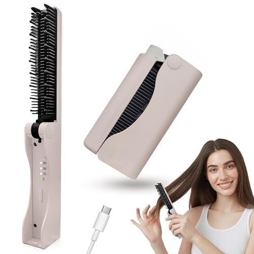 Cordless Hair Straightener Brush - Foldable - Travel Design