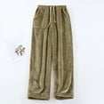 thumbnail image 4 of Huresd Flannel Pajama Pants Women Casual Pj Pants Winter Drawstring Fuzzy Pajama Pants Comfort Home Cute Pants With Pockets Army Green 3XL, 4 of 4