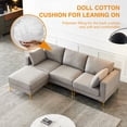 thumbnail image 3 of Onbeam L Sectional Sofa Couch with Ottoman Chaise, Beige 92 in Wide Corner Sectional Sofa with Reversible Ottoman-Gray, 3 of 8