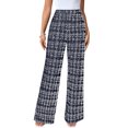 thumbnail image 2 of Women's Comfortable Woven Plaid High Waisted Straight Leg Trousers for Winter, Warm Casual Pants, Elastic Waist Office Pants for Women, Fall Winter Fashion,Navy,M, 2 of 7