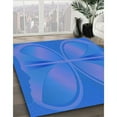 thumbnail image 3 of Ahgly Company Tapis d'Intérieur Rond Lavable en Machine Bleu Canard Transitionnel, 3 Pieds Rond, 3 of 7