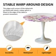 thumbnail image 6 of Pink Purple Flower Floral Elastic Fitted Round Table Cover Branch Leaves Plant Waterproof Outdoor Tablecloth for Holiday Party, Picnic, Patio & Dining Fits Tables Up to 55"-60", 6 of 8