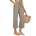 thumbnail image 5 of Women's Cotton Linen Three Quarter Pants High Waisted Solid Color Casual, 5 of 9
