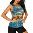 thumbnail image 2 of KLL Artistic Starry Sky Cloud Dog Print Womens Tank Top Sleeveless Workout Tops Athletic Running Shirts Yoga Gym Clothes-Large, 2 of 7