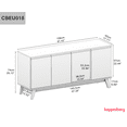 thumbnail image 5 of Kappesberg Tokyo 4-Door Sideboard with Soft-Close Doors and 2-Shelves, White/Blue Finish, 5 of 8