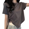thumbnail image 4 of Camiseta de manga corta para mujer, camiseta de manga corta para mujer, camisa con cordón para mujer, camiseta de cuello redondo para mujer, rendimiento comprobado, 4 of 9