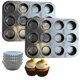 thumbnail image 1 of 2 Moldes Charolas Para 24 Cupcakes, Panquecillos, Repostería + 40 Capacillos Envolturas Para Panques - Segos, 1 of 5