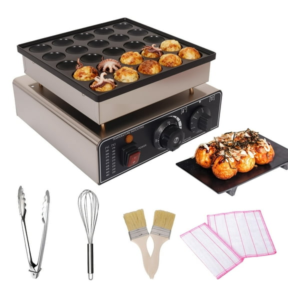 25PCS Mini Waffle & Pancake Maker, Dutch Pancake Maker 110V 950W, Commercial Electric Dorayaki Machine with Non-Stick Griddle for Snacks & Desserts