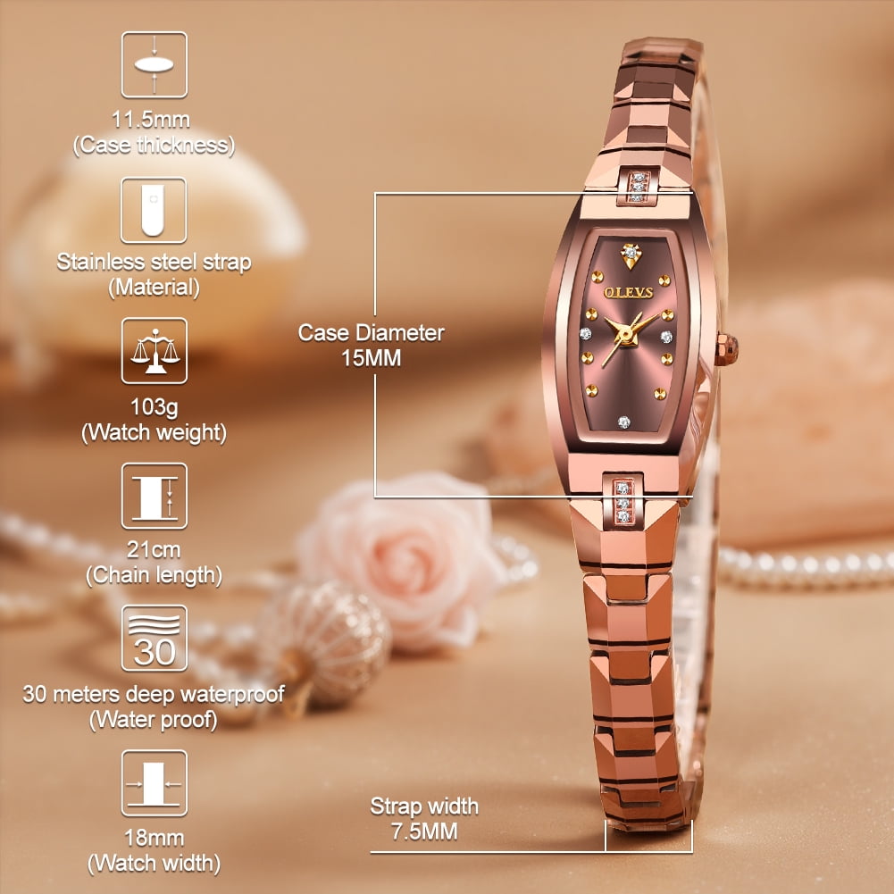 OLEVS Watches for Women Luxury Dress Waterproof Analog Quartz Rose Gold Plated Tungsten Slim Easy Read Casual Ladies Watches Women Wrist Watches Relojes para Mujer