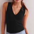thumbnail image 5 of Delayuji Women 2025 Casual Soft Loose Spring Summer V Neck Sleeveless Tee Shirts Basic Trendy Outfits Clothes Black L Cotton Spring Tops for Women, 5 of 9
