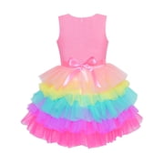 Girls Dress Pink Unicorn Ruffle Rainbow Cake Skirt 5 Years