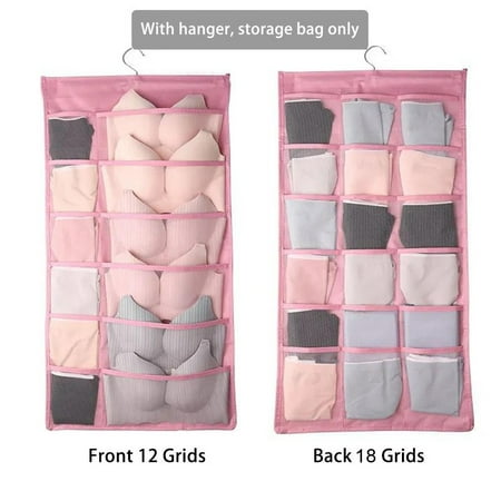 

Gerich Double Sided Storage Bag Back 18 Pockets Front 12 Pockets Sock Bra Organizer Rack Hanging Storage Holder Bag Closet