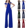 thumbnail image 2 of Xuhomer Summer Overall For Women Off Shoulder Jumpsuit Straight Leg Pants Dressy Causal Vacation Outfits Solid Color Romper, 2 of 7