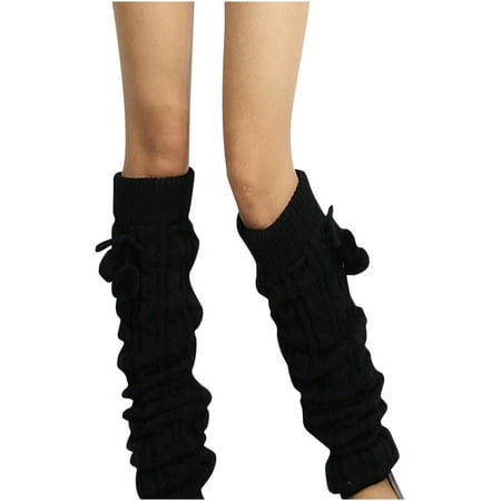 

YWDJ Leg Warmers for Women 80s Lady Leg Sets Pile Of Socks Autumn And Winter Keep Warm Wool Sock Knitting Foot Cover Black free