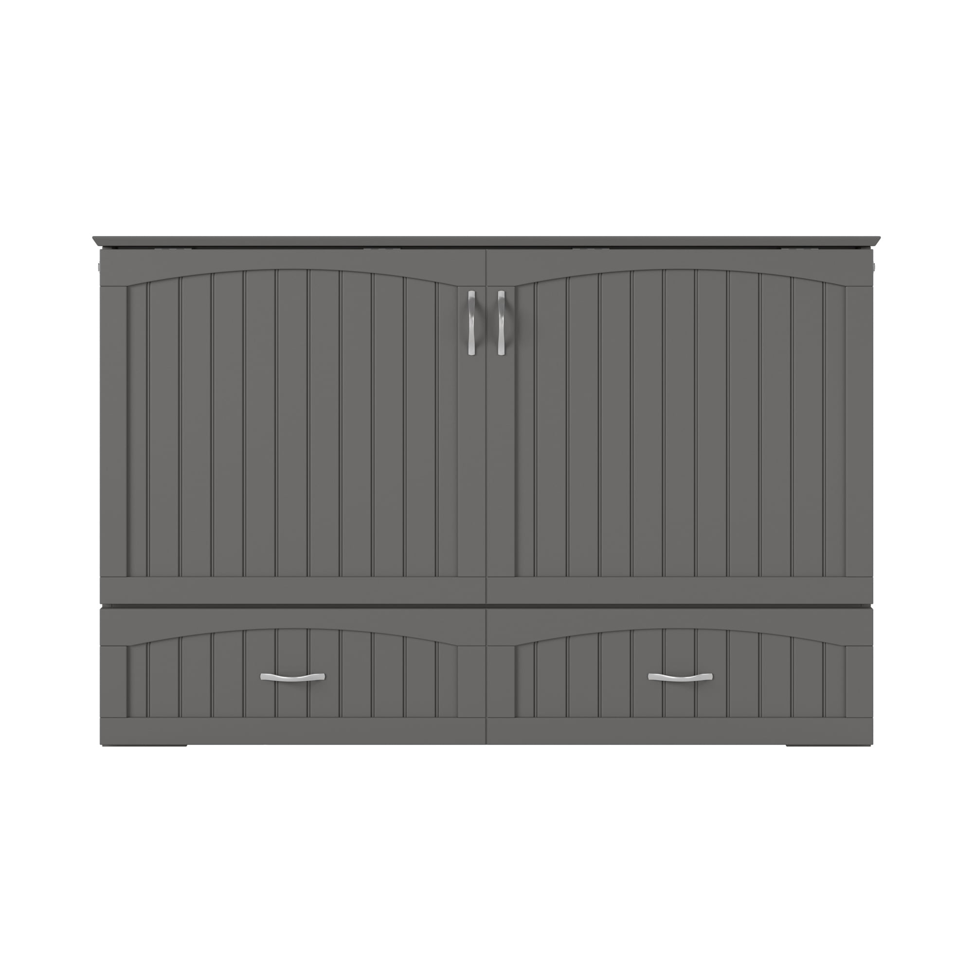 AFI Southampton Queen Solid Wood Murphy Bed Chest with Mattress, Drawer & Charger in Gray