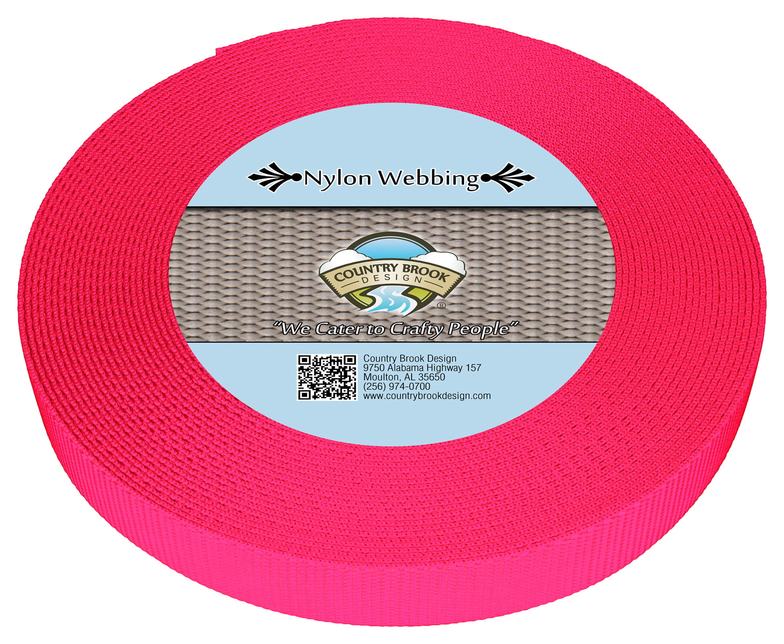 20 Yards Country Brook Design®1in Hot Pink Climbing Spec Tubular Nylon Webbing