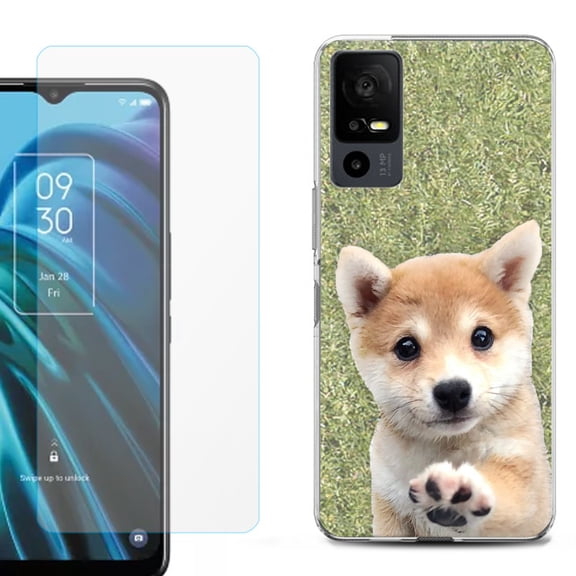 OneToughShield ® for TCL 40 XE 5G Shockproof Fashion Phone Case, with Tempered Glass Screen Protector - Shiba