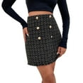 thumbnail image 4 of Idoravan Women's Basic Versatile Skirt Clearance Womens Fashion Printing Button Waist Eextender Slim Casual Elastic Band Mini Skirt, 4 of 9