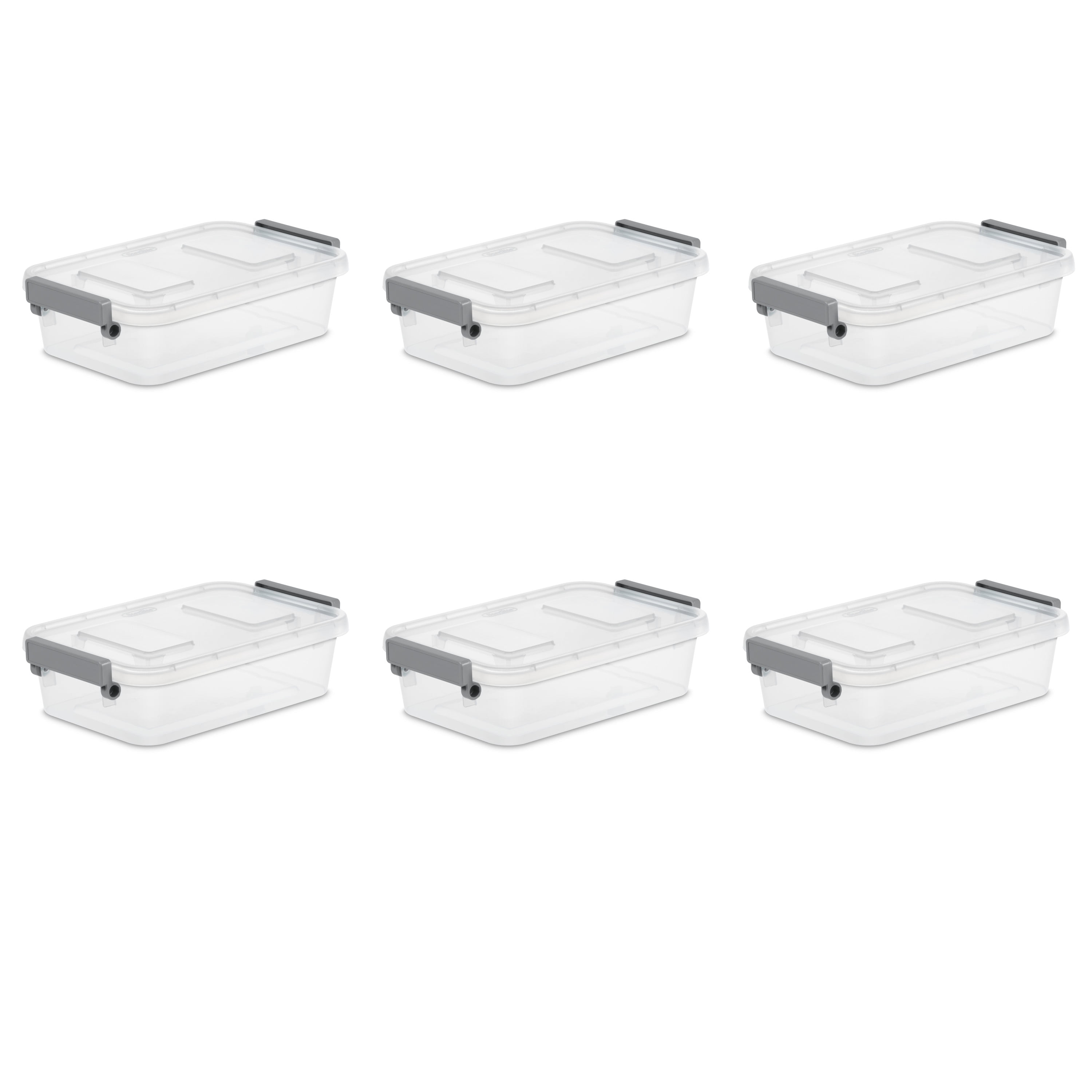Sterilite 2.7 Qt. Modular Latch Box Plastic, Titanium, Set of 6