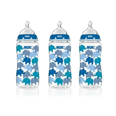 NUK Tie-Dye 10 oz Medium Flow Orthodontic Bottle 3-Pack - Blue
