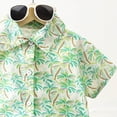 thumbnail image 7 of Karoyedx Boys Clothes Boy's 2 Piece Beach Vacation Outfit Short Sleeve Button Down Shirt Top and Shorts Summer Set Light Green Size,7-8 Years, 7 of 7