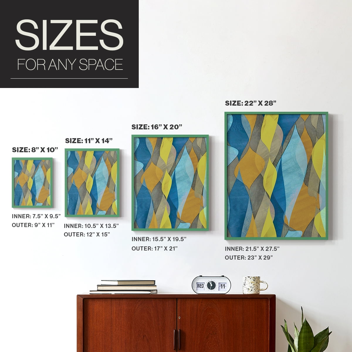 Colorful Cascade I Framed Print in Green Solid Wood Framed Print No Nail Hanging