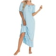 thumbnail image 2 of Zpanxa Women's Comfortable Sleepshirt Nightdress Short Sleeve Solid Color Soft Pajama Dress Loungewear, 2 of 4