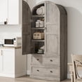 thumbnail image 2 of Huisuilinss 72" Tall Arched Cabinet, 4-Tier Arched Kitchen Pantry with Doors & 2 Drawers, Modern Display Storage Cabinets,Wooden Pantry Cabinet for Living Room, Dining Room, 2 of 8
